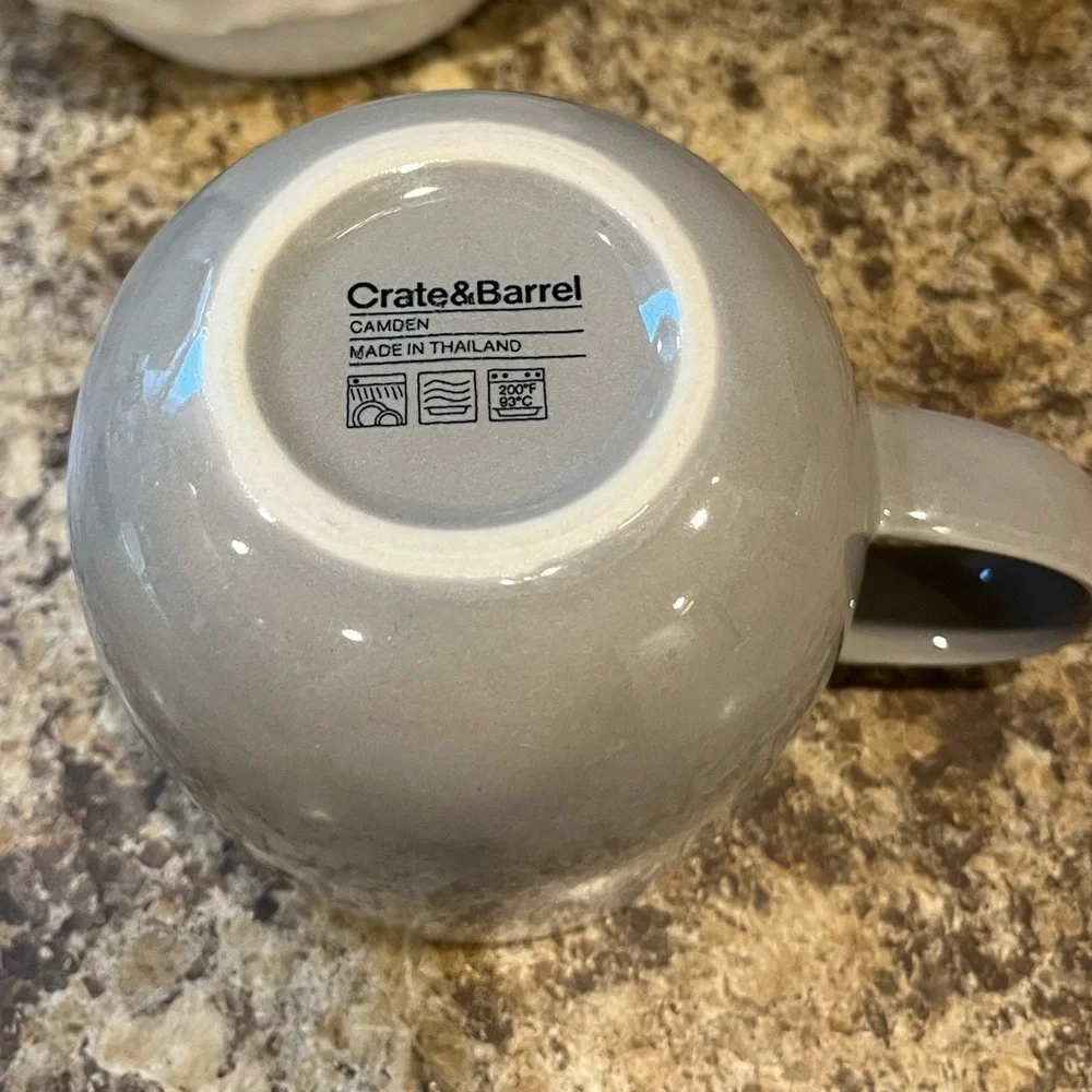 Crate&Barrel Taupe Gray Ceramic Mug 12 oz.